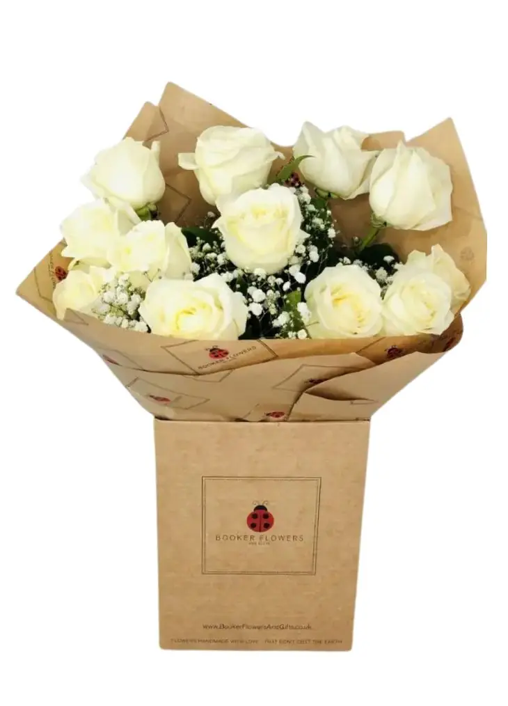 12 White Roses Handtied Bouquet