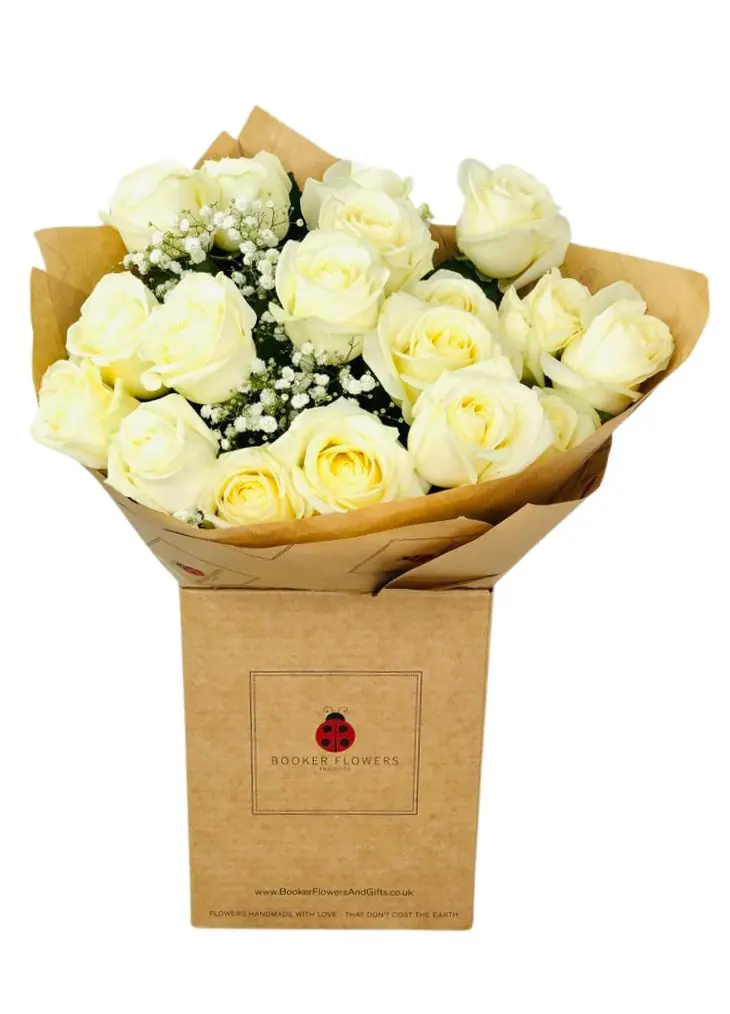 18 White Roses Handtied Bouquet