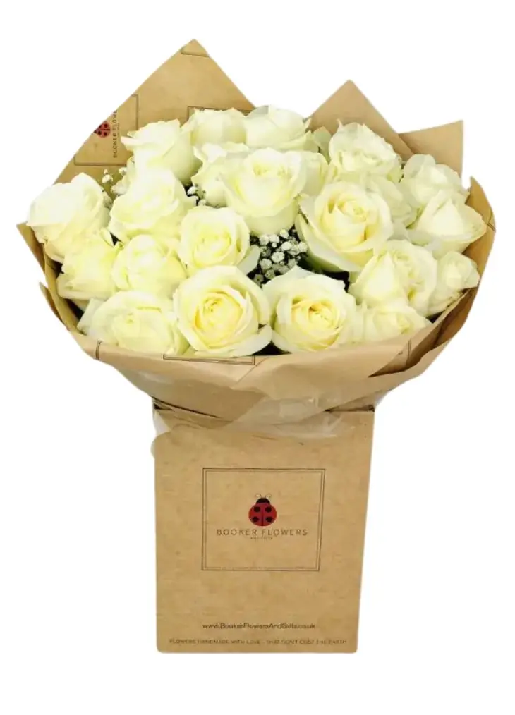 24 White Roses Handtied Bouquet