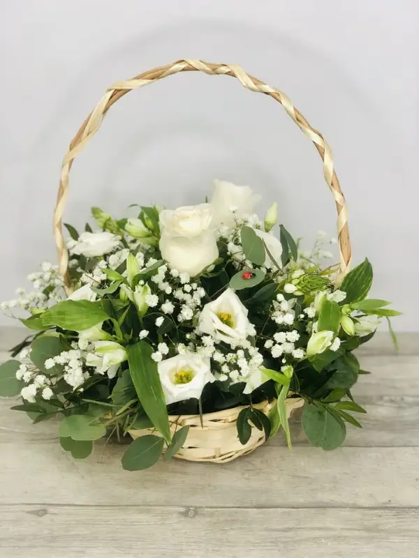A Mothers Grace Basket of White Flowers
