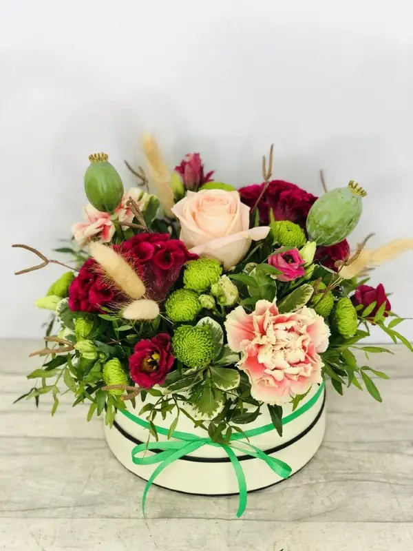 Autumn Jewel Hatbox Of Flowers