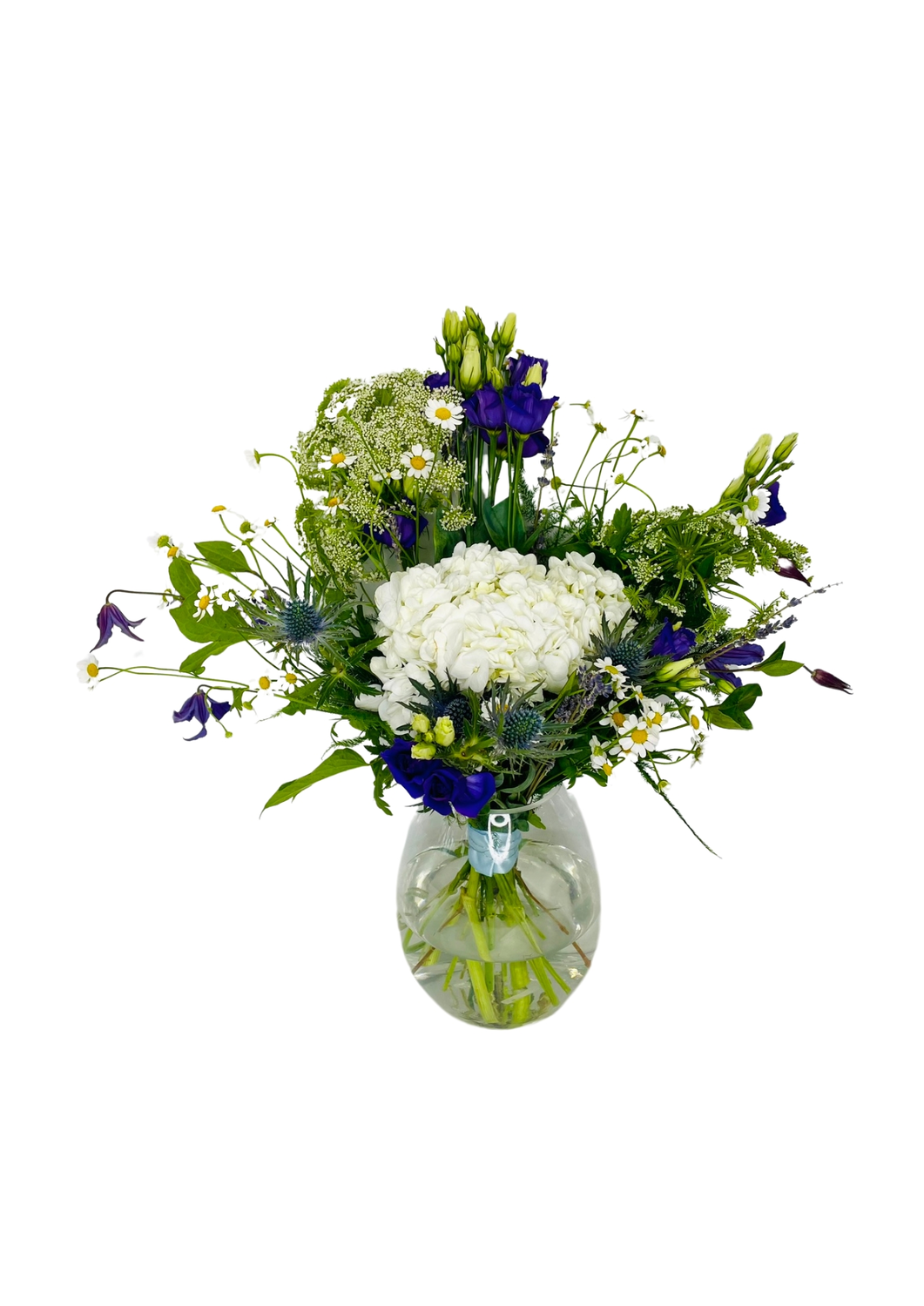Blue Skies Vase of Blue and White Flowers Blue Skies Vase of Blue and White Flowers