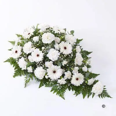 Carnation and Germini Teardrop Spray - White Large Carnation and Germini Teardrop Spray - White Large