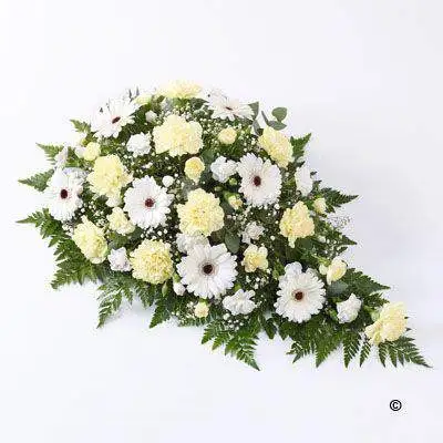 Carnation and Germini Teardrop Spray - Yellow and White Large