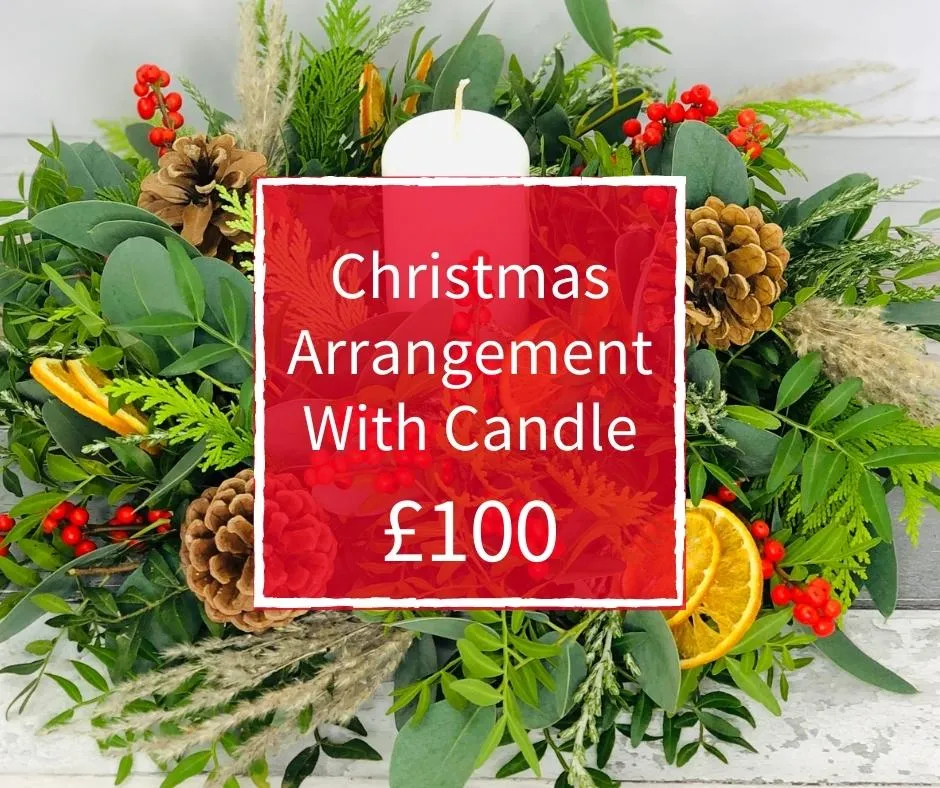 Christmas Florist Choice 100 - Arrangement With Candle