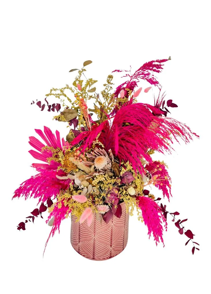 Everlasting flower arrangement in ceramic vase. Pink Parade Everlasting flower arrangement in ceramic vase. Pink Parade