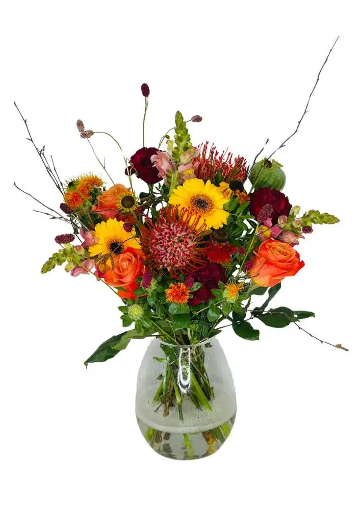 Fireside Warmth Autumn bouquet in vase Fireside Warmth Autumn bouquet in vase