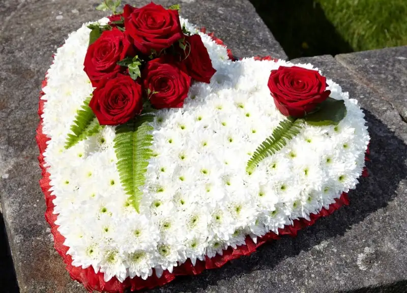Funeral Heart Red and White Funeral Heart Red and White