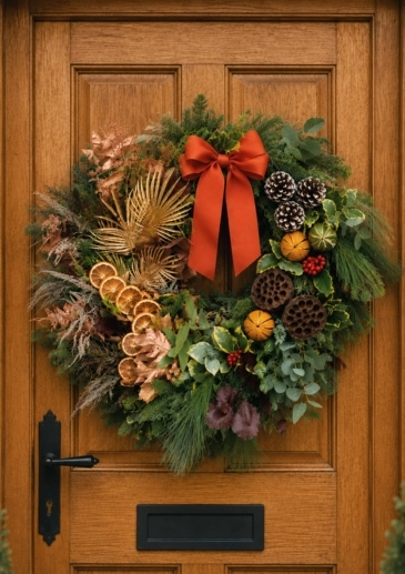 Gold Frankincense and Myrrh Christmas Wreath Door Decoration