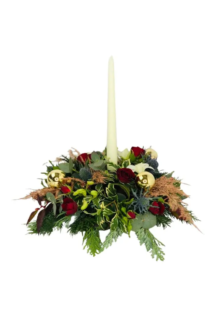 Golden Light Christmas Table Centrepiece With Candle Golden Light Christmas Table Centrepiece With Candle