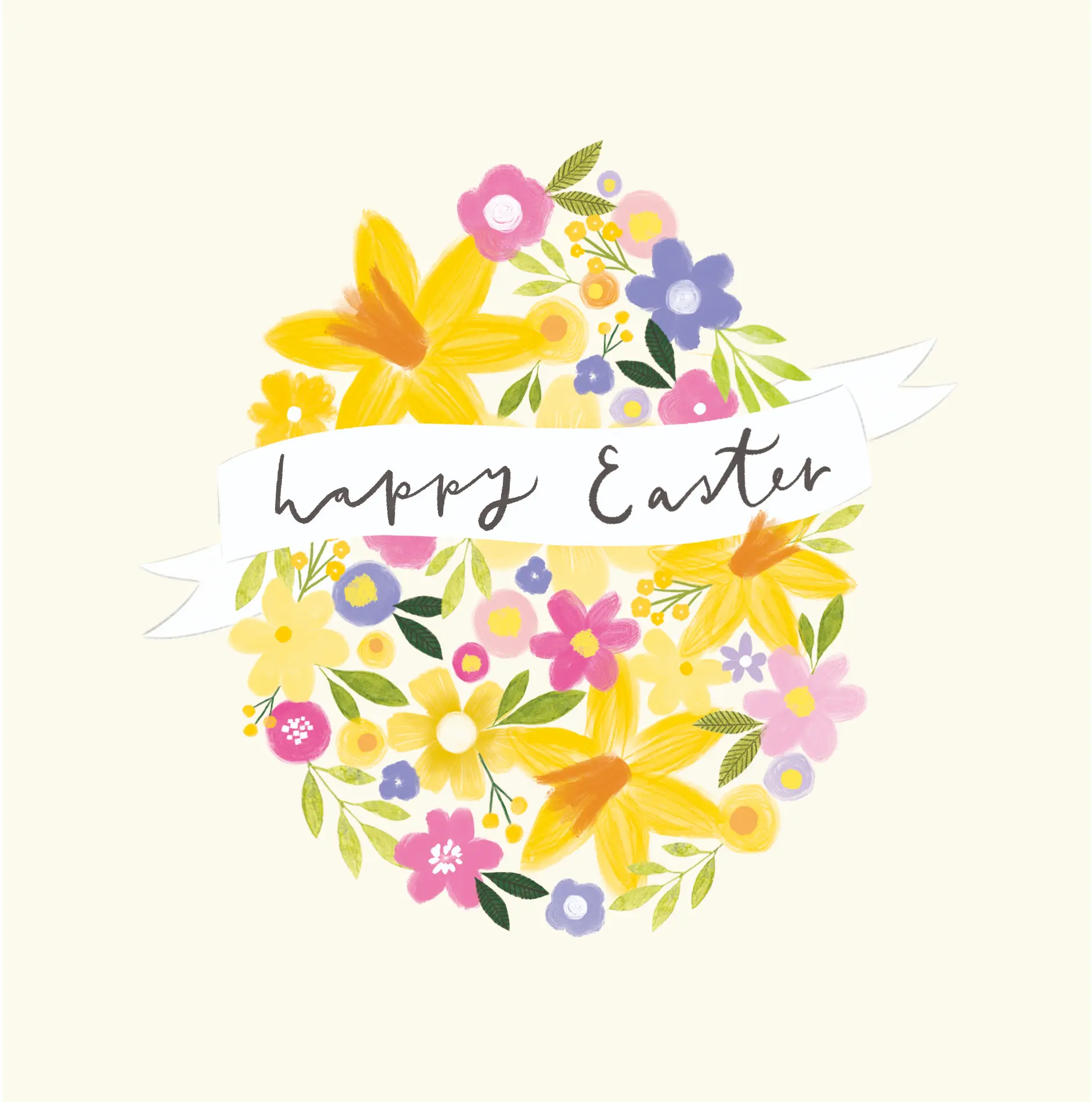 Happy Easter Card - Floral Easter Egg Happy Easter Card - Floral Easter Egg