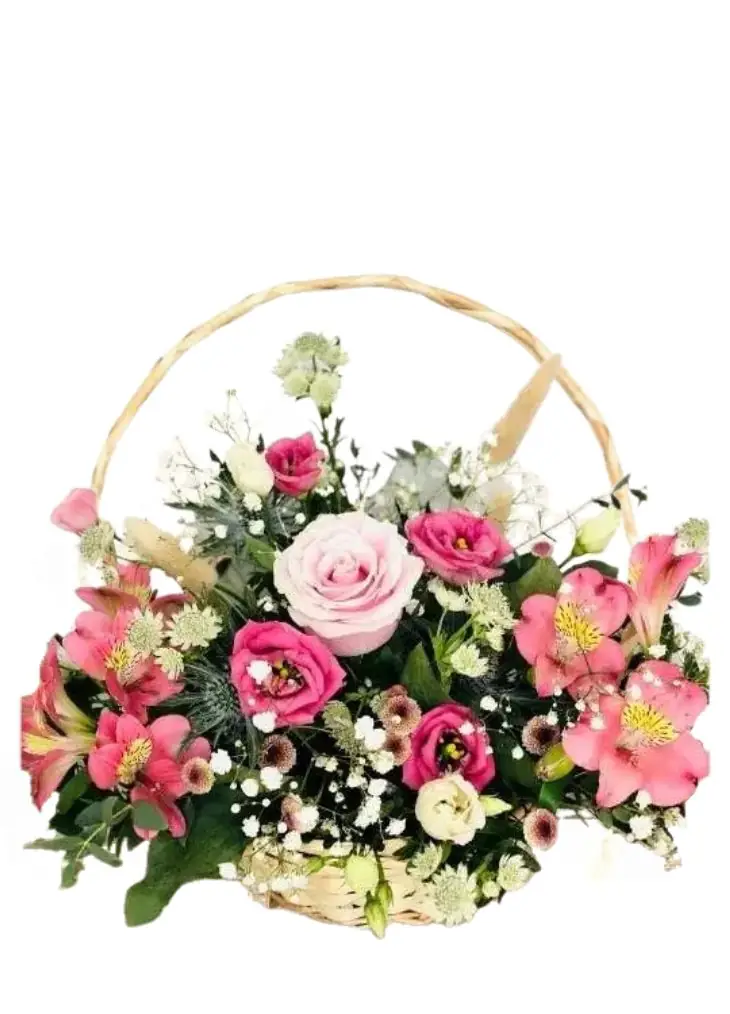 Happy Times Basket of Pink Flowers