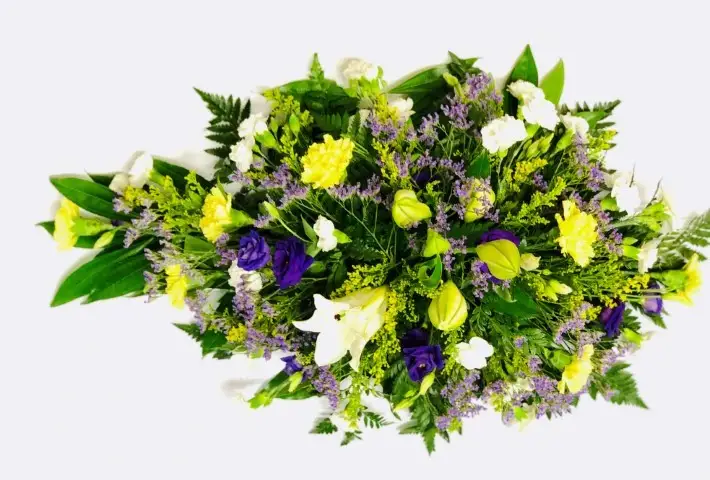 Lily and Iris Teardrop Spray - Lemon and Blue Extra Large Lily and Iris Teardrop Spray - Lemon and Blue Extra Large