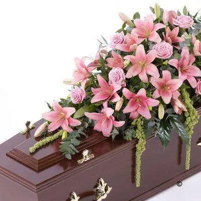 Lily and Rose Casket Spray - Pink Extra Large Lily and Rose Casket Spray - Pink Extra Large