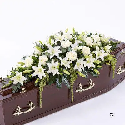 Lily and Rose Casket Spray - White Lily and Rose Casket Spray - White