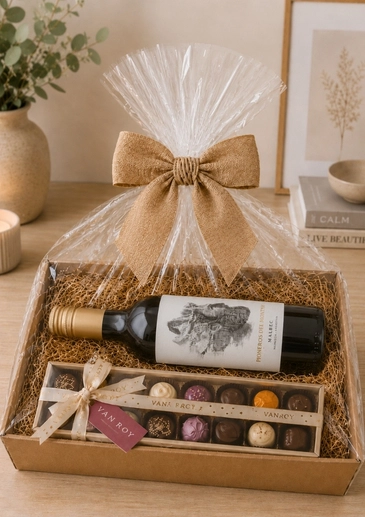 Malbec red wine and Belgian Chocolate Luxury Hamper