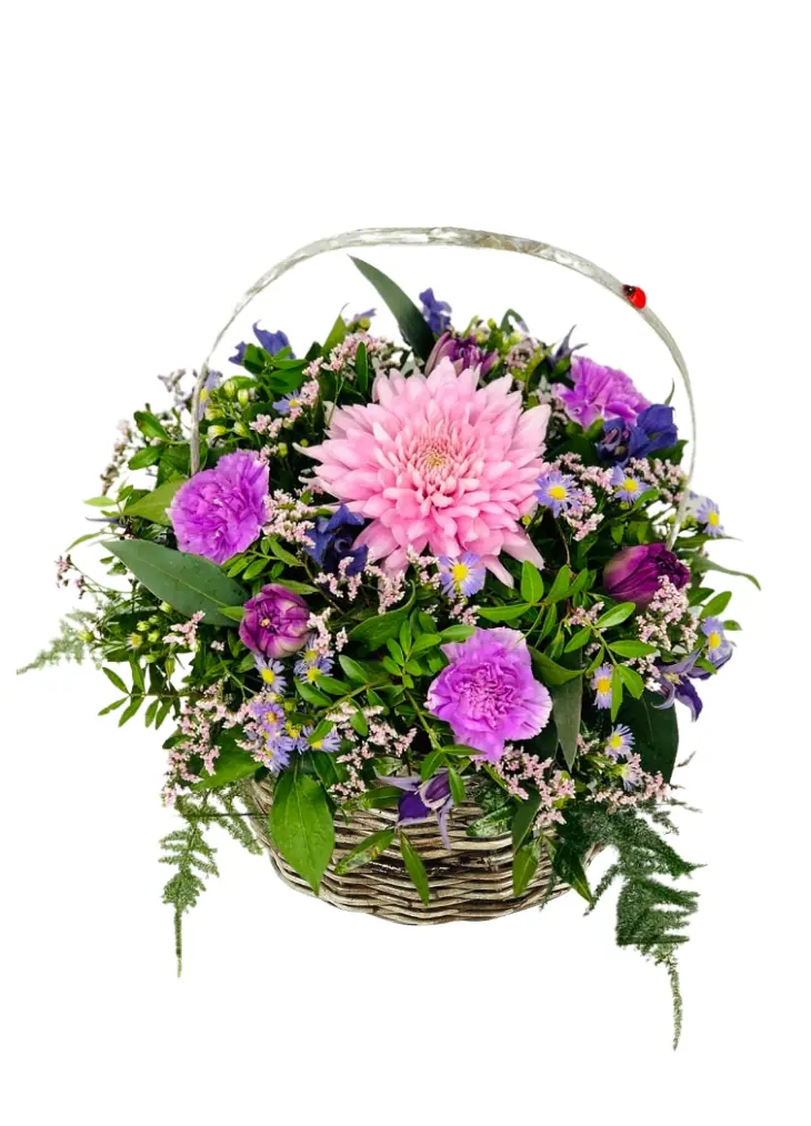Mothers Day Parma Violet Skies Basket of Flowers