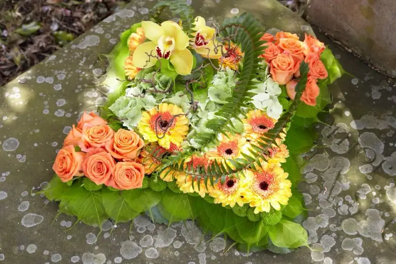 Orange and Green Cushion Funeral Tribute Orange and Green Cushion Funeral Tribute