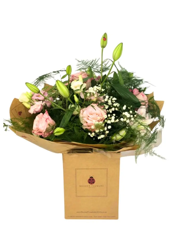 Pink Rose and Scented Lily Handtied Bouquet