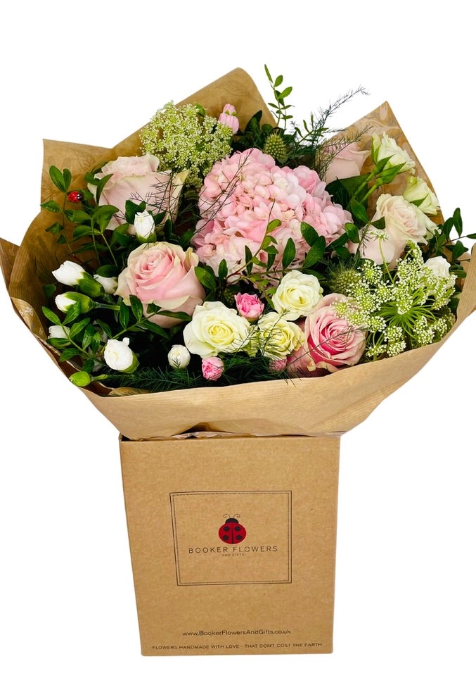 Pink lady Hydrangea and rose bouquet