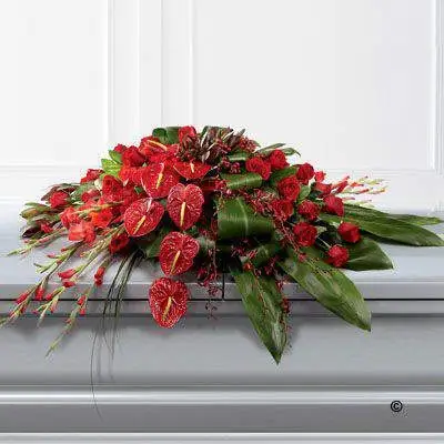 Rose Orchid and Anthurium Casket Spray Rose Orchid and Anthurium Casket Spray