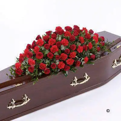 Rose and Carnation Casket Spray - Red Extra Large Rose and Carnation Casket Spray - Red Extra Large