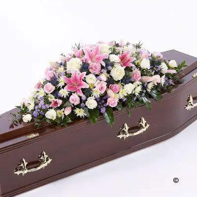 Rose and Eryngium Casket Spray Rose and Eryngium Casket Spray