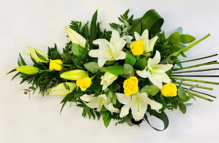Rose and Lily Spray - Yellow and White Large