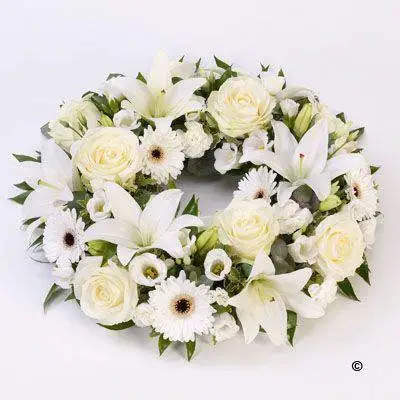 Rose and Lily Wreath - White Extra Large Rose and Lily Wreath - White Extra Large