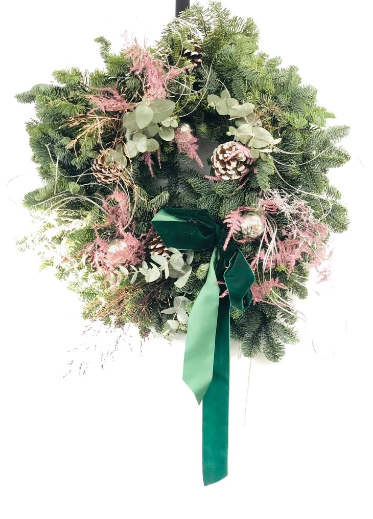 Santa Baby Eucalyptus and Winter Greenery Door Wreath for Christmas