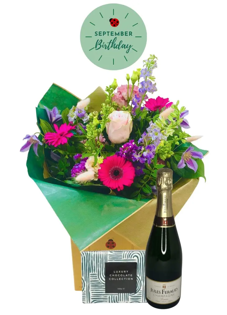 September Birthday Flowers and Fizz Gift Set September Birthday Flowers and Fizz Gift Set