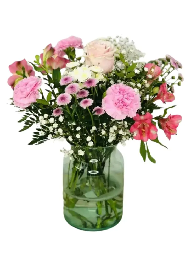 Treasured Memories New Baby Vase of Pink Flowers Treasured Memories New Baby Vase of Pink Flowers