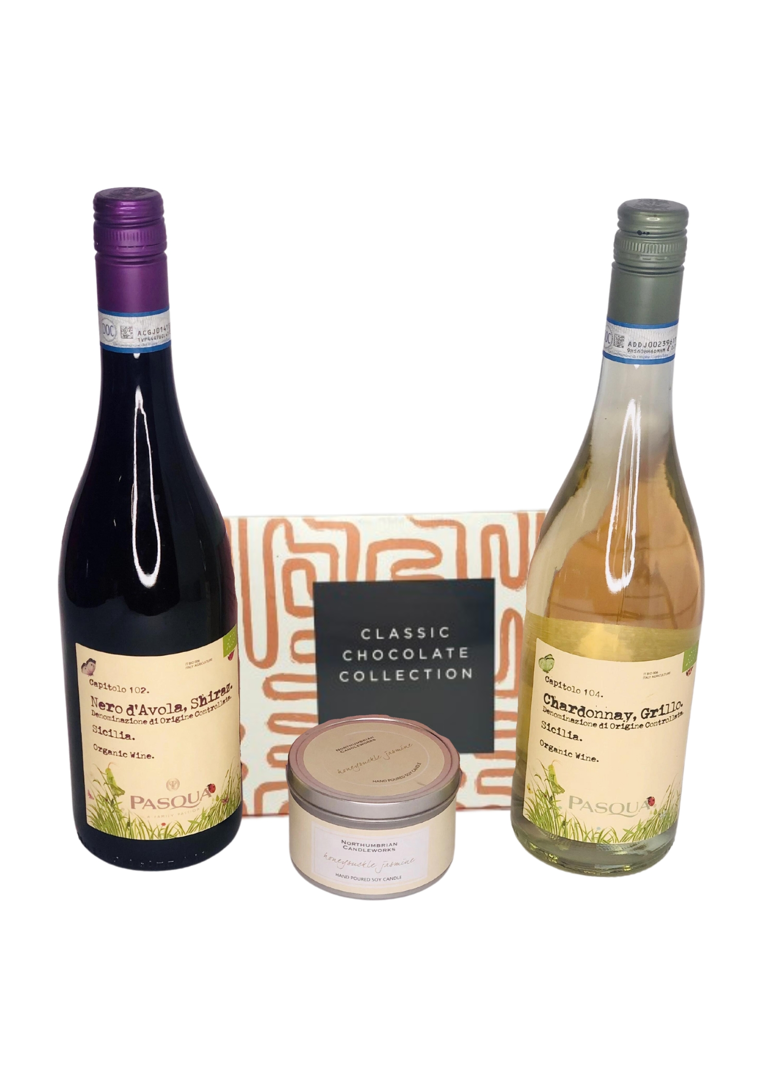 Treats for Two Gift Set - Wine Chocolates and Scented Candle Treats for Two Gift Set - Wine Chocolates and Scented Candle
