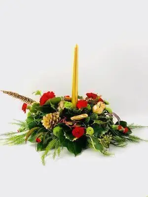Warm Glow Christmas Table Centrepiece With Candle Warm Glow Christmas Table Centrepiece With Candle